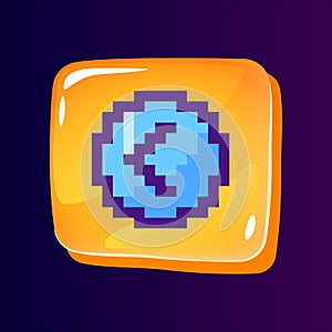 Left side pointer glossy ui button with pixelated color icon