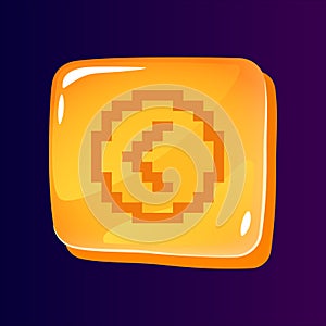 Left side pointer glossy ui button with pixelated icon