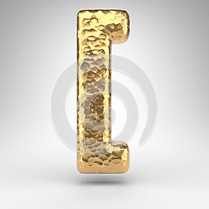 Left square bracket symbol on white background. Hammered brass 3D sign with shiny metallic texture