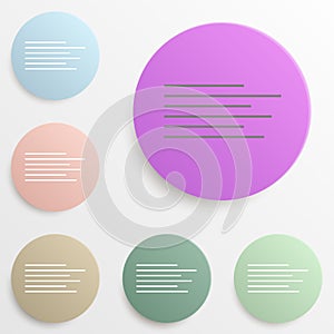 Left text alignment badge color set. Simple glyph, flat vector of web icons for ui and ux, website or mobile application