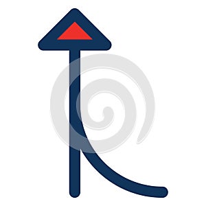 Left to front, upward Isolated Vector Icon which can be easily modified or edited