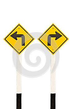 Left turn and right turn road signpost