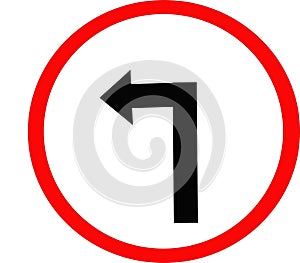 Left turn sign with white background