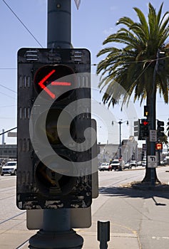 Left Turn Street Signal Traffic Controller Device Downtown City