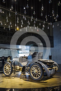 Left view. Mercedes Simplex 40PS 1902 classic old vintage German retro car vehicle in Mercedes-Benz Museum