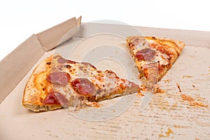 Leftover pizza in box