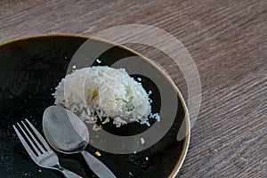 Leftover rice on dish