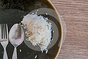 Leftover rice on dish