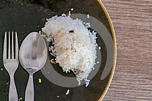 Leftover rice on dish