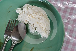 Leftover rice on dish