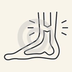 Leg ankle pain thin line icon. Foot joint bones injury outline style pictogram on white background. Injury leg for