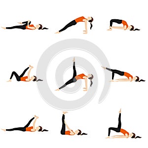 Leg extention yoga poses set