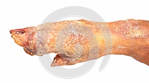 Leg of spanish jamon serrano, dry cured ham, on a white background