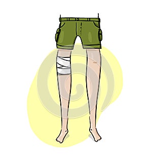Leg wrapped in bandage illustration