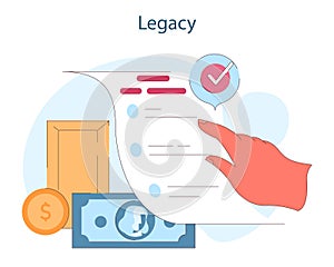 Legacy. A hand finalizes a legacy document, securing financial assets for future photo