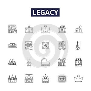 Legacy line vector icons and signs. Inheritance, Tradition, Bequest, Lineage, Fortune, Patrimony, Endowment, Progeny