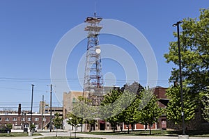 Legacy long distance microwave link tower. Prior to fiber optics, telephone long distance companies used microwave towers.