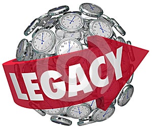 Legacy Word Arrow Clock Spheres Lasting Impression Time Memory f photo