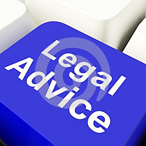 Legal Advice Computer Key In Blue Showing Attorney Guidance
