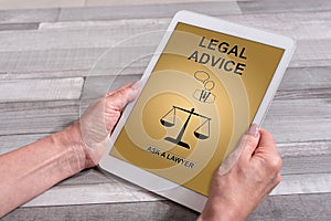 Legal advice concept on a tablet