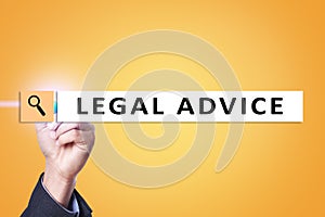 Legal advice ext on virtual screen. Consulting. Attorney at law. lawyer, Business and Finance concept.