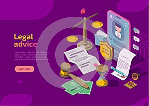 Legal advice isometric landing page