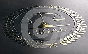 Legal Advice, Scales Of Justice, Golden Law Symbol Over Black Pa