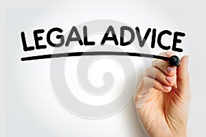 LEGAL ADVICE underlined text with marker, concept background