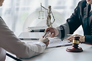 legal advisory office Lawyer in with hammer, symbol of justice Lawyer businessman