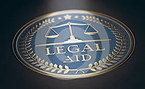 Legal aid symbol over black background