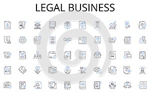 Legal business line icons collection. Cast-iron, Stainless, Nonstick, Ceramic, Copper, Enamel, Aluminum vector and