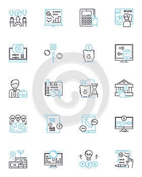 Legal compliance linear icons set. Regulations, Standards, Compliance, Conformity, Rules, Laws, Governance line vector