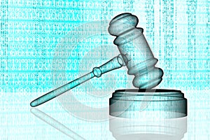 Legal computer judge concept, cyber gavel,3D illustration