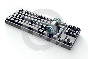 Legal computer judge concept, cyber gavel on computer keyboard