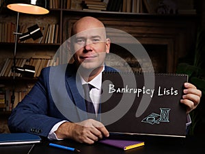 Legal concept about Bankruptcy Lists with sign on the page