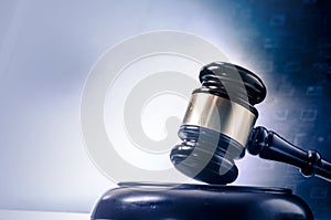 Legal concept gavel computer screen