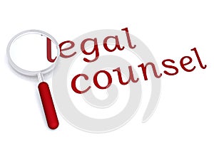 Legal counsel with magnifying glass