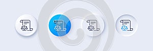 Legal documents line icon. Justice scales sign. Line icons. Vector
