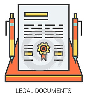 Legal documents line icons.