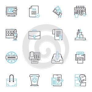 Legal entity linear icons set. Corporation, Partnership, Business, Company, Firm, LLC, Trust line vector and concept