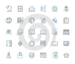Legal entity linear icons set. Corporation, Partnership, Business, Company, Firm, LLC, Trust line vector and concept