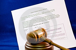 Legal eviction notice and gavel