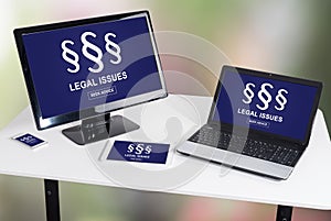 Legal issues concept on different devices