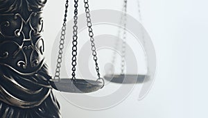 Legal law concept image, Scales of Justice, golden light.