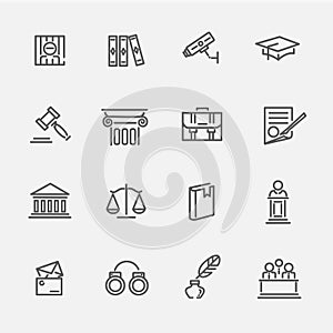 Legal, law and justice icon set