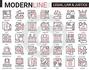 Legal law and justice icon vector illustration set of mobile app website symbols with judicial legislation education