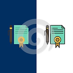 Legal, Legal Documents, Document, Documents, Page  Icons. Flat and Line Filled Icon Set Vector Blue Background