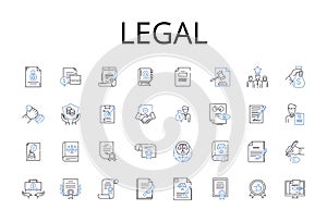 Legal line icons collection. Lawful, Authorized, Legitimate, Valid, Permitted, Allowable, Admissible vector and linear