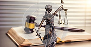 Legal office of lawyers legal bronze model statue of themis goddess of justice with gavel