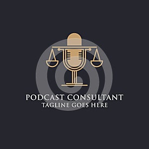 Legal podcast law firm logo design image, best for podcast consultant logo brand vector